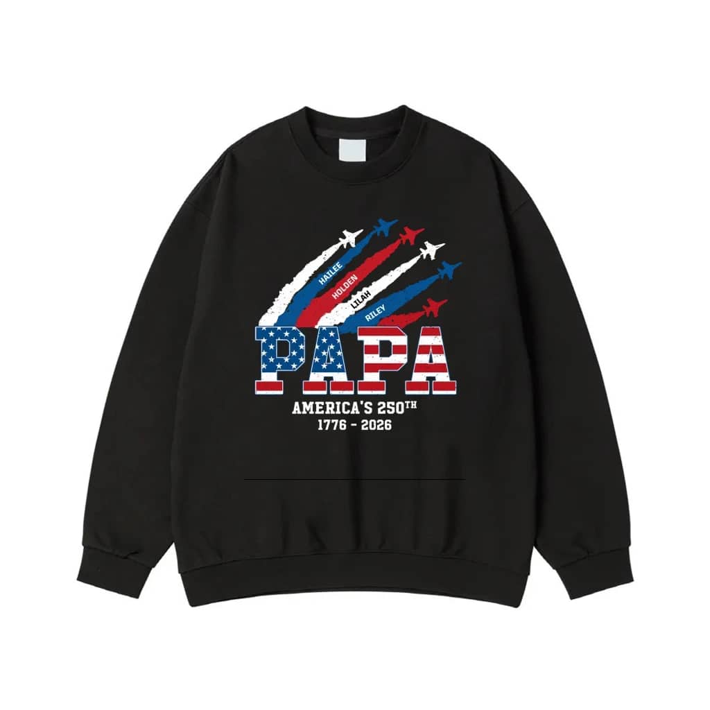 Personalized Papa Patriotic Jet Fighter Shirt For America'S 250th Anniversary