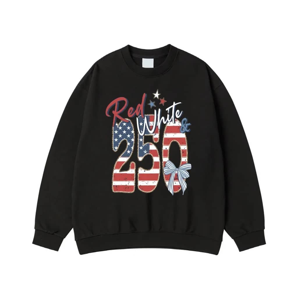 Red White & 250 Patriotic American Flag 250th Anniversary