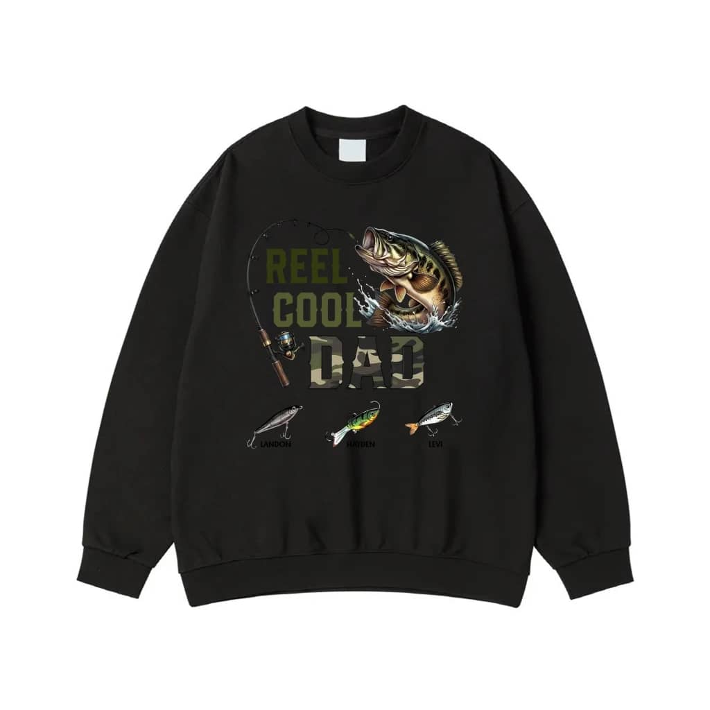 Reel Cool Dad Personalized Fishing T-Shirt With Kids' Names