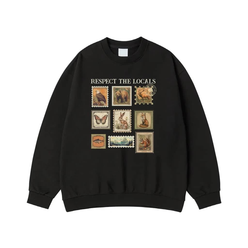 Respect The Locals Vintage Animal Postage Stamps T-Shirt