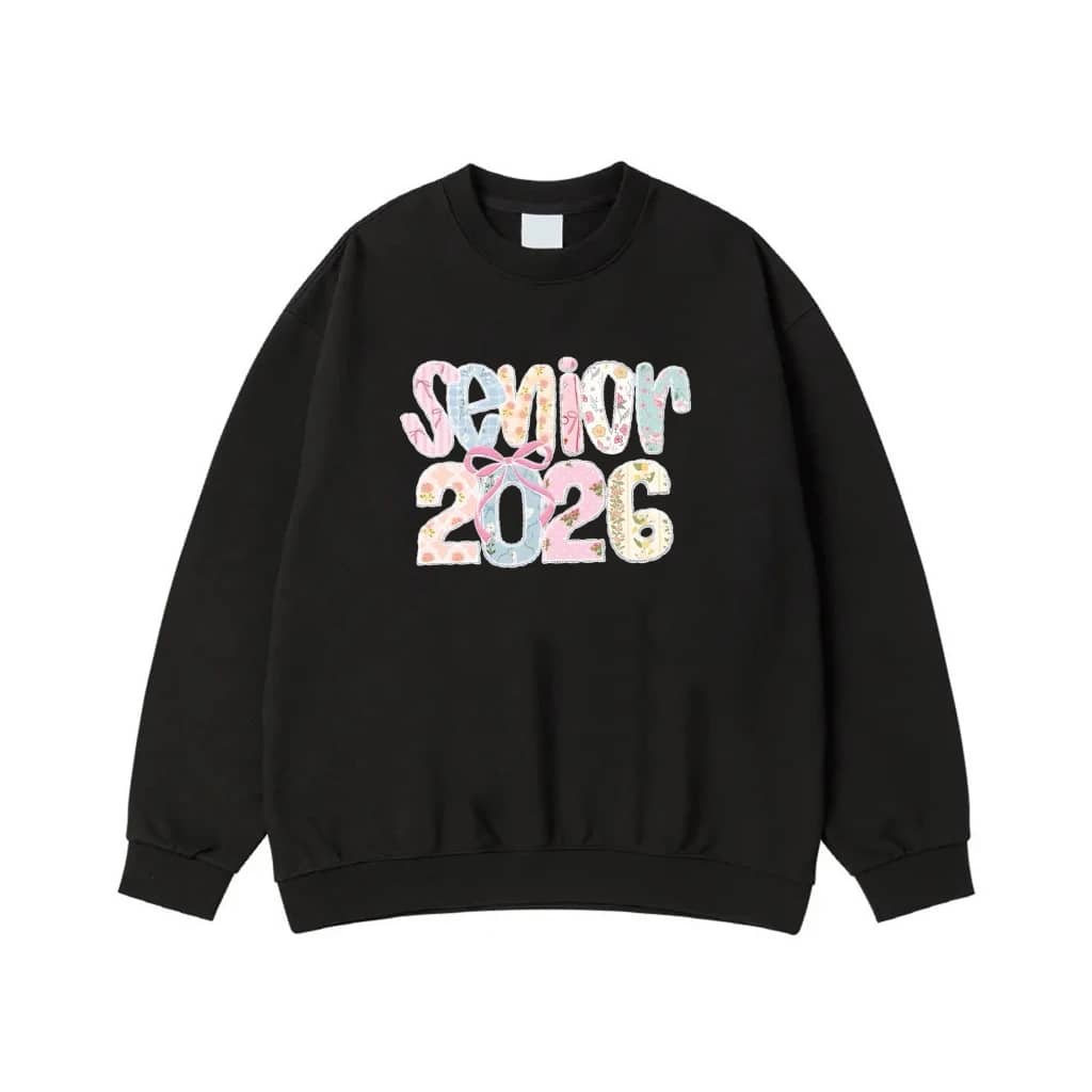 Senior 2026 Pastel Patchwork Floral Bow Shirt