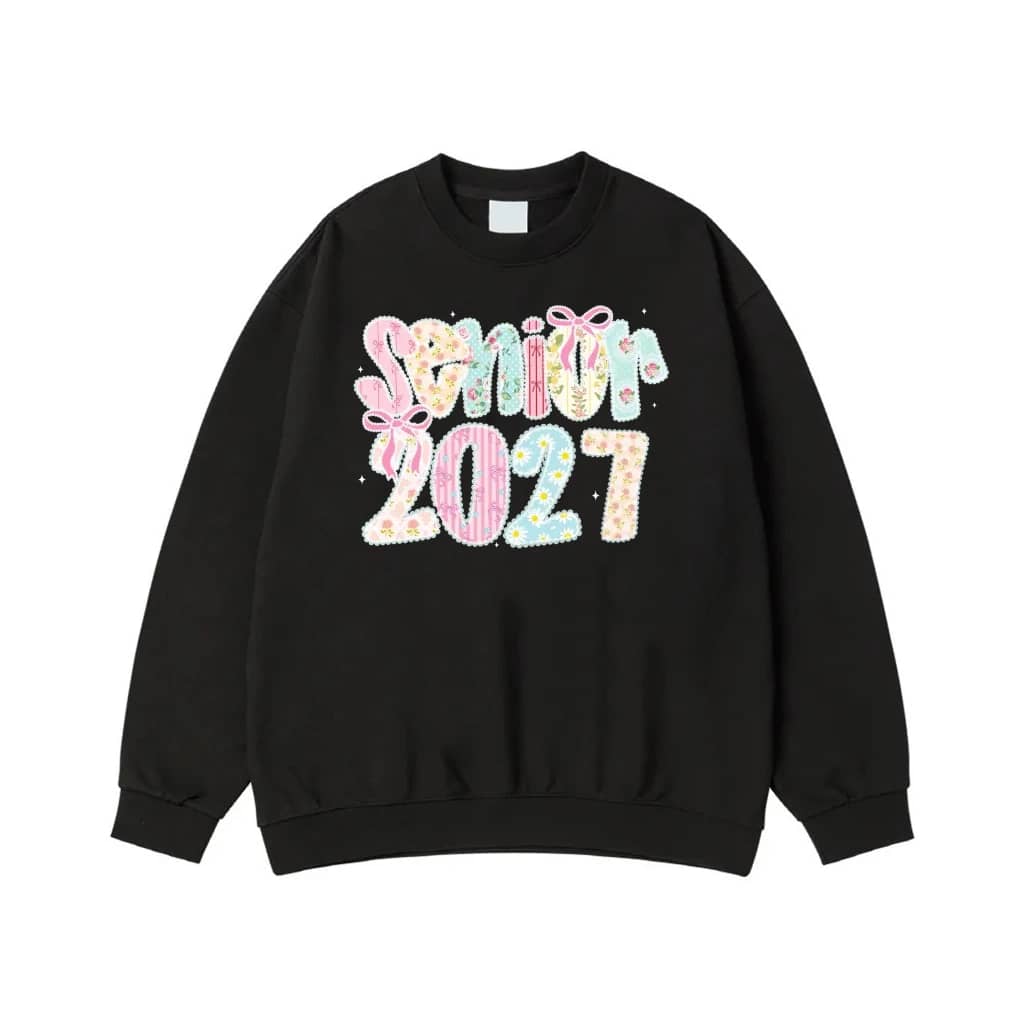 Senior 2027 Floral Patchwork Bows T-Shirt