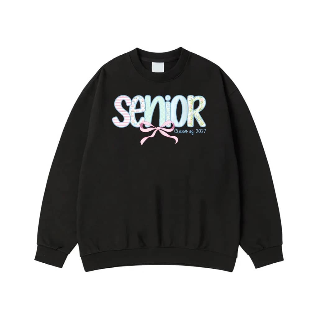 Senior Class Of 2027 T-Shirt With Pastel Floral And Bow Design