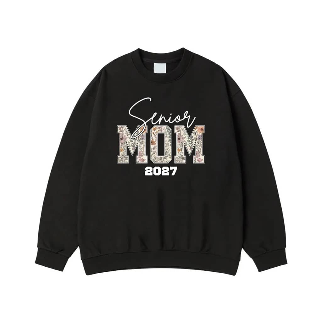 Senior Mom 2027 Floral Lettering Shirt For Class Of 2027