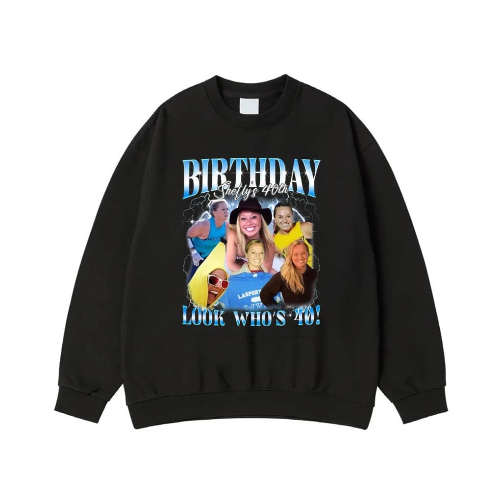 Shelly'S 40th Birthday Custom Photo Collage Bootleg Rap Style T-Shirt