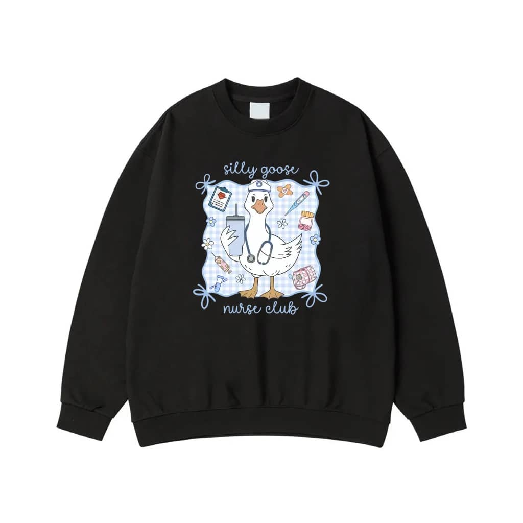 Silly Goose Nurse Club Cute Cartoon Goose T-Shirt