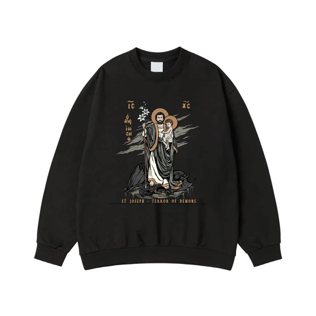 St. Joseph Terror Of Demons Holding Christ Child Religious T-Shirt