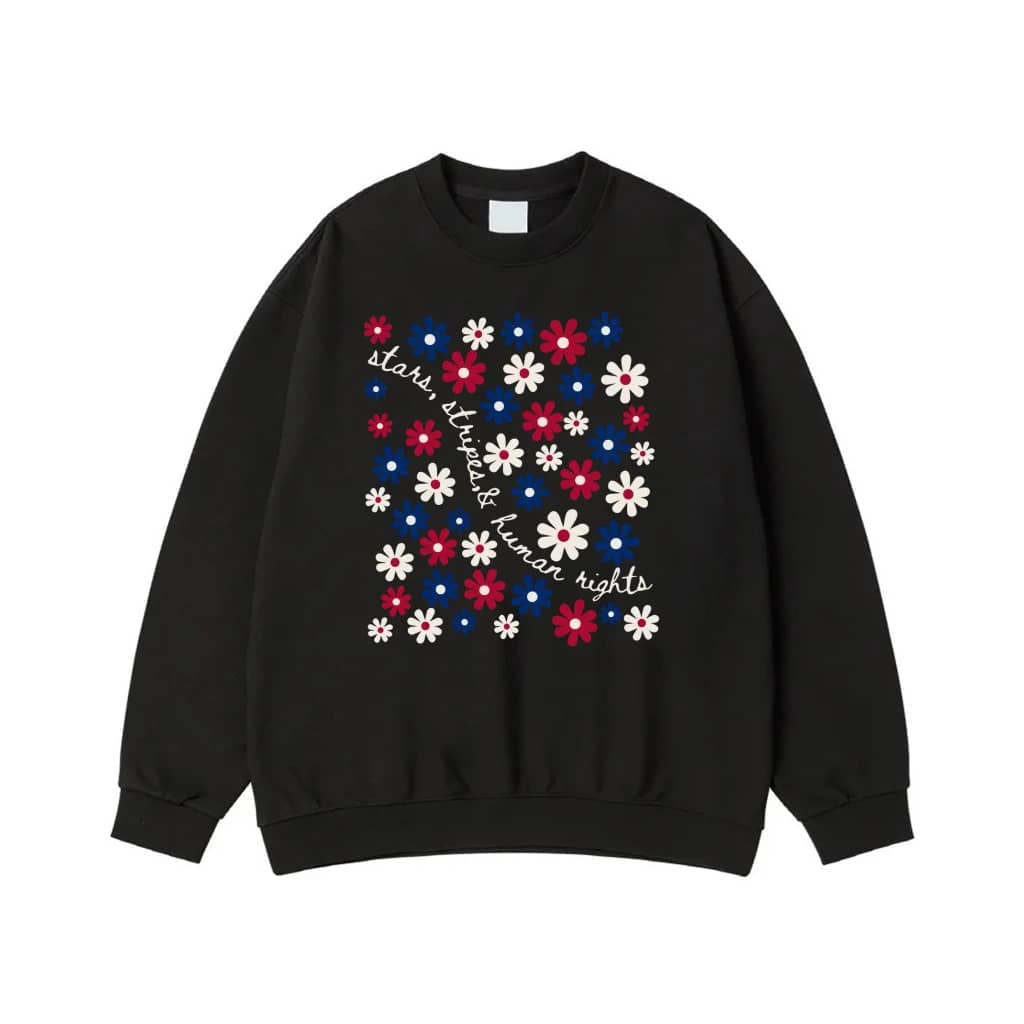 Stars, Stripes & Human Rights Red White And Blue Floral T-Shirt