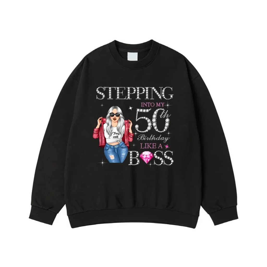 Stepping Into My 50th Birthday Like A Boss Glam Woman T-Shirt