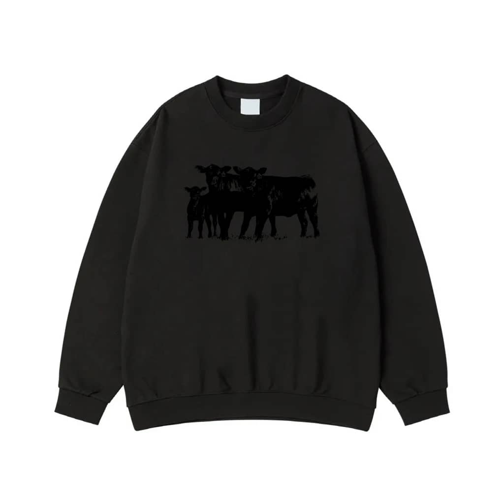 Three Cows And A Calf Silhouette Graphic