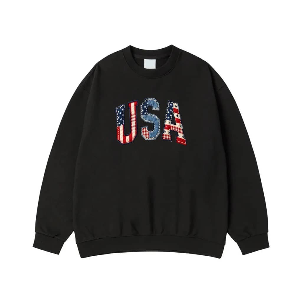 Usa Patchwork Letters Patriotic T-Shirt