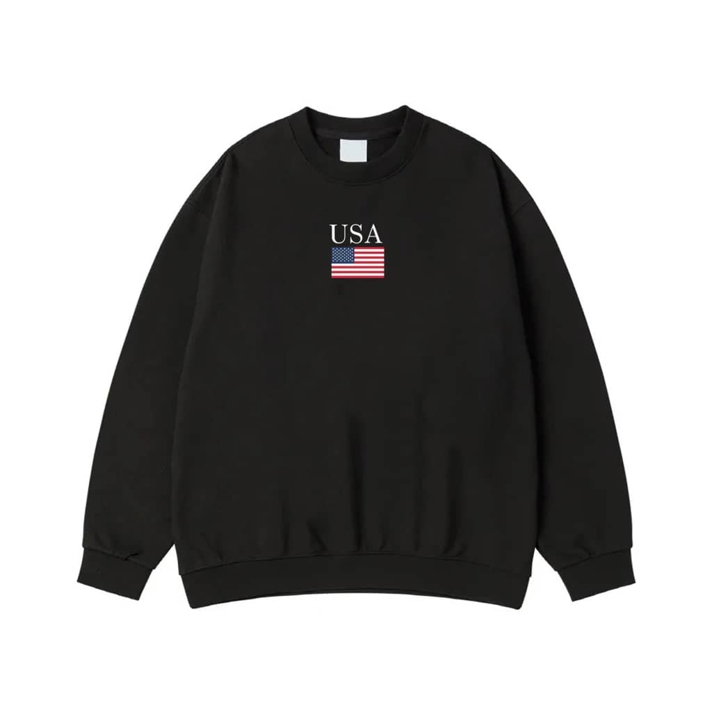 Usa Text And American Flag Minimalist T-Shirt