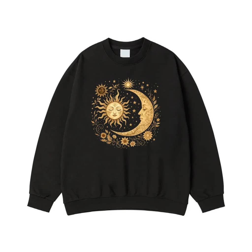 Vintage Celestial Sun And Moon Floral Graphic