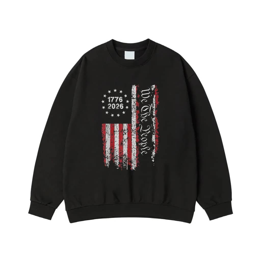We The People 1776-2026 Distressed American Flag Patriotic T-Shirt