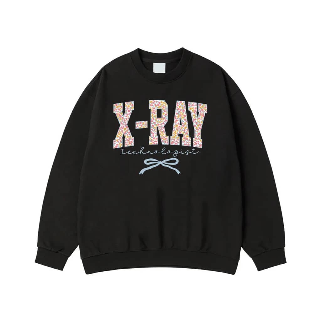 X-Ray Technologist Floral Collegiate Font T-Shirt