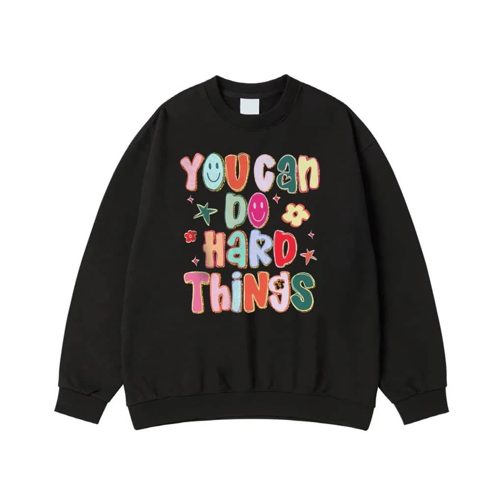 You Can Do Hard Things Motivational Colorful Retro T-Shirt