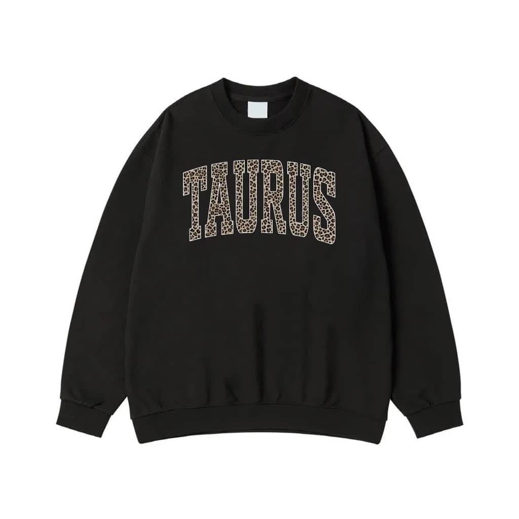 Zodiac Sign Leopard Print Varsity Letter T-Shirt