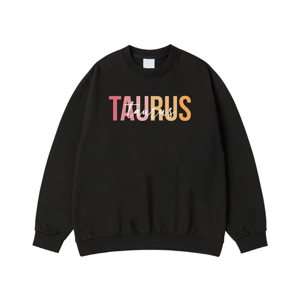 Zodiac Sign Retro Gradient Layered Text T-Shirt