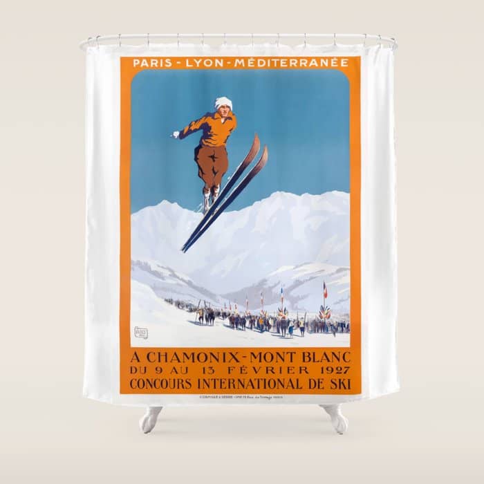 1927 Chamonix - Mont Blanc France Ski Championship Poster Shower Curtain
