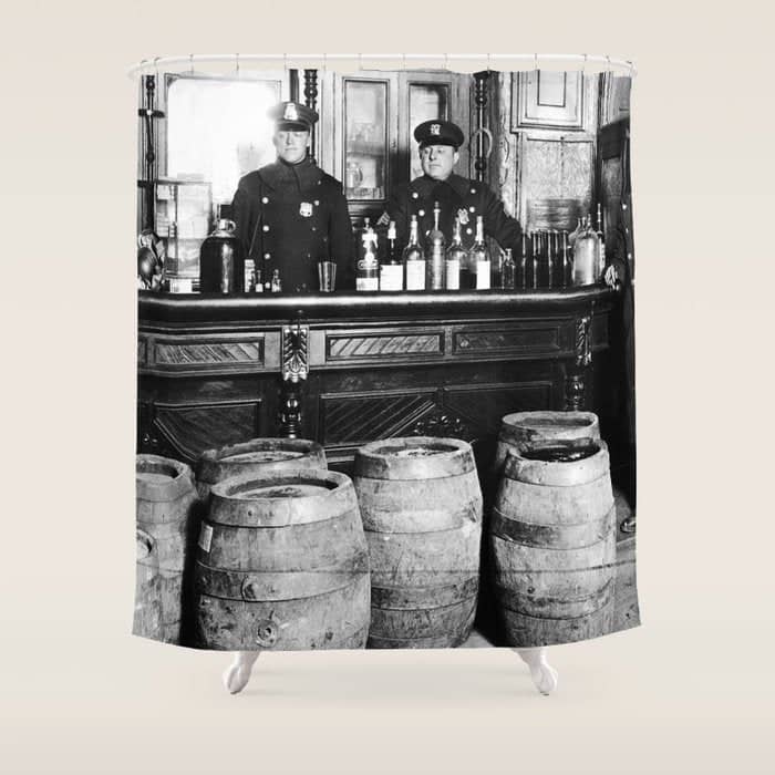 Prohibition - Speakeasy Police Raid Bootlegger - Moonshine Alcohol Shower Curtain