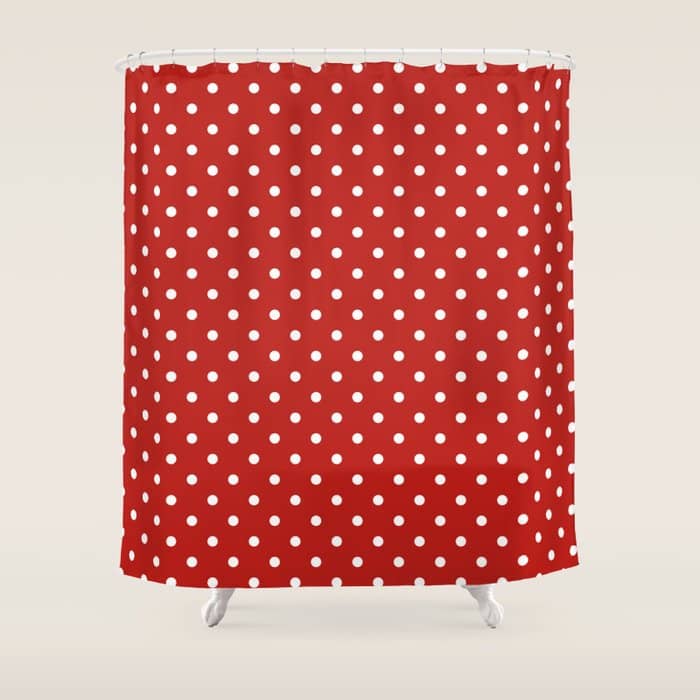 Polka Dot Classic Pattern In Red And White Shower Curtain