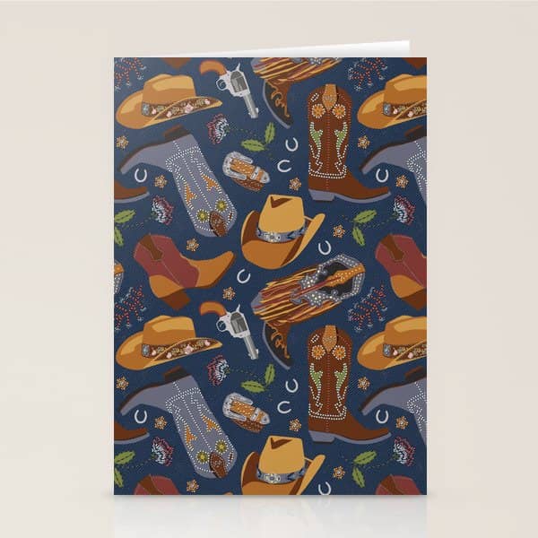 Embroidered Cowgirls | Blue Stationery Card