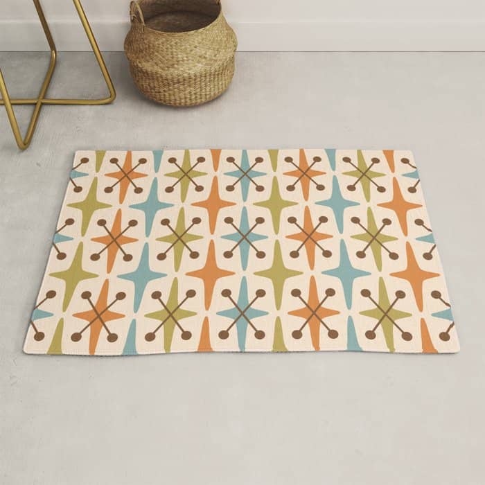 Mid Century Modern Googie Star Pattern Mid Mod Rug