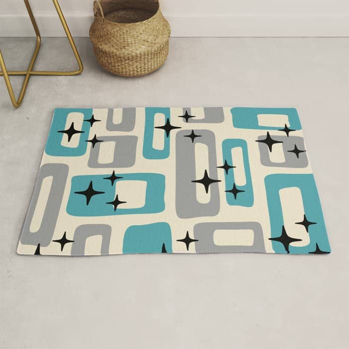 Mid Century Modern Decoration Kitsch 223 Blue And Gray Rug