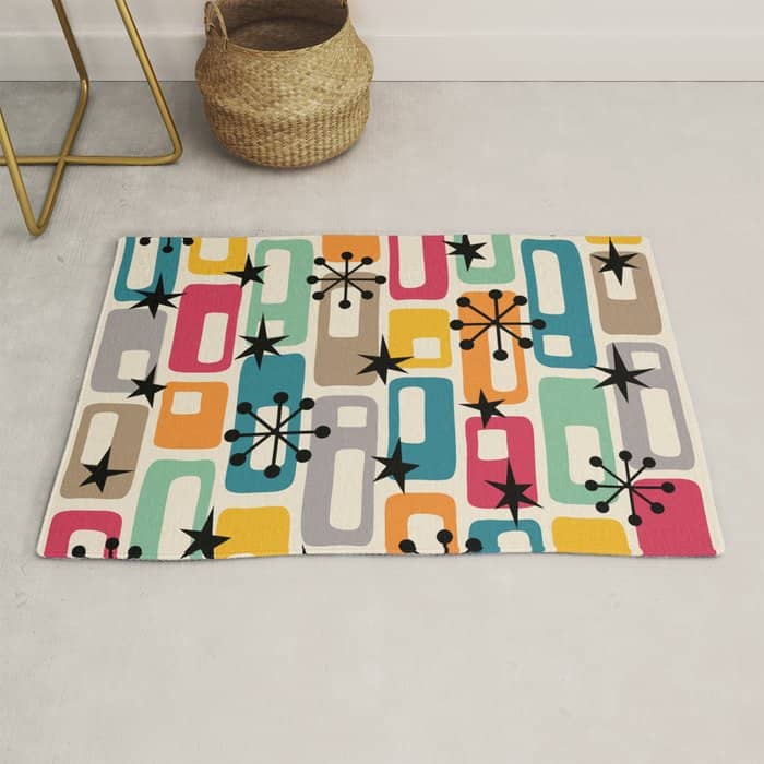 Retro Mid Century Modern Atomic Decoration 254 Googie Rug