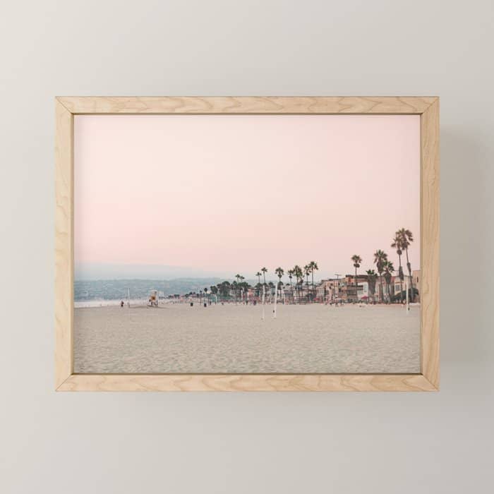 California Pink Beach Sunset Photography Mini Art Print
