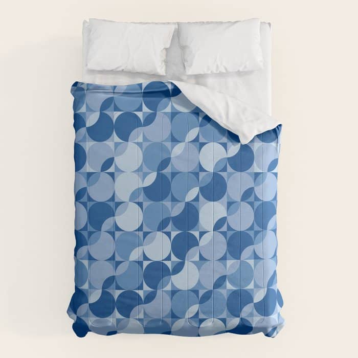 Midcentury Bold Blue Pop Palette Comforter