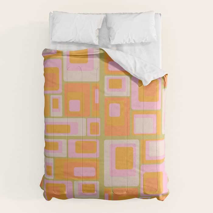 Midcentury Mod Squares 70s Tv Set Palette Comforter