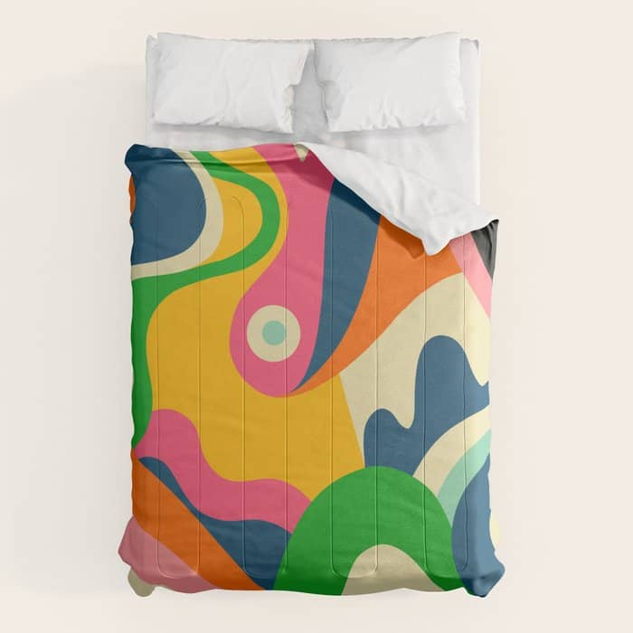 Colorful Mid Century Abstract  Comforter