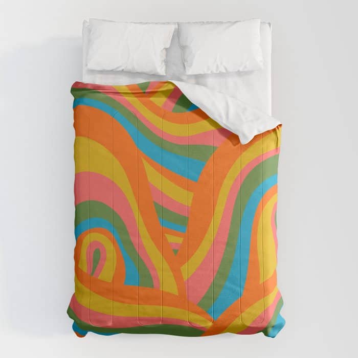 Retro 70s Psychedelic Abstract Pattern Comforter