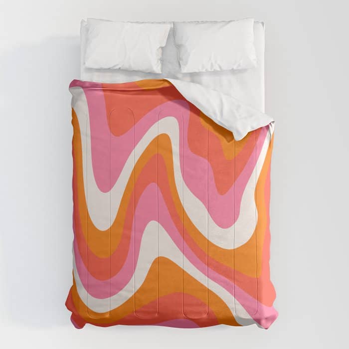 Retro Pink And Orange 70s Abstract Comforter
