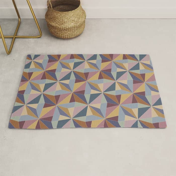 Kaleidoscope Tile Pattern Ii Cool Tone Pastel Rug
