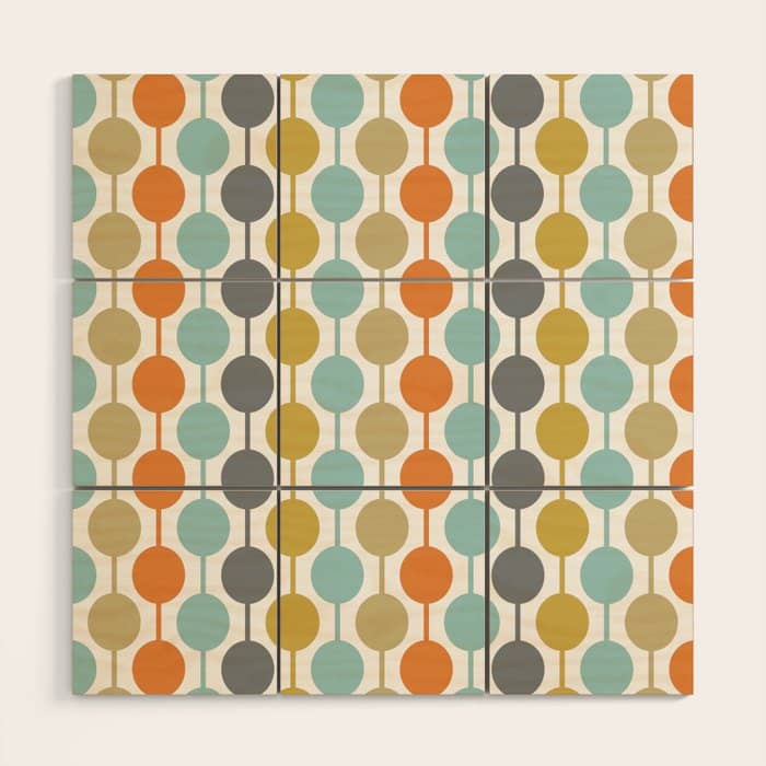 Retro Circles Mid Century Modern Background Wood Wall Art