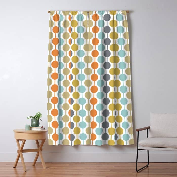 Retro Circles Mid Century Modern Background Window Curtain
