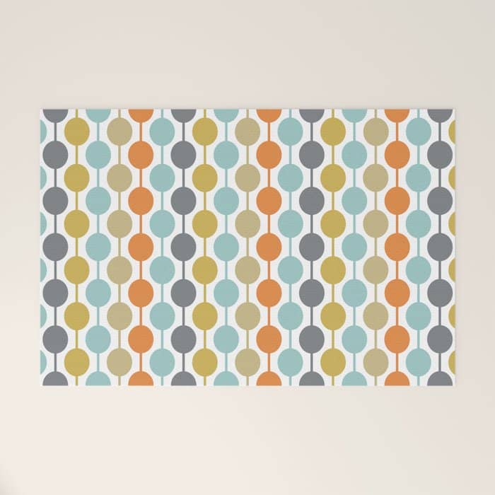 Retro Circles Mid Century Modern Background Welcome Mat