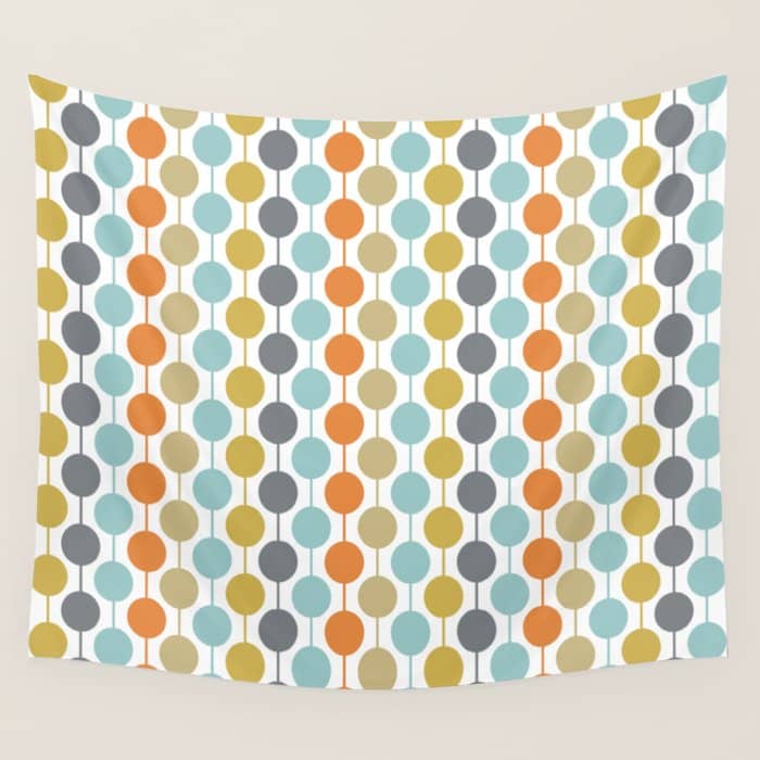 Retro Circles Mid Century Modern Background Wall Tapestry
