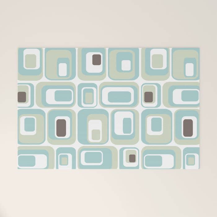 Retro Rectangles Mid Century Modern Geometric Vintage Style Welcome Mat