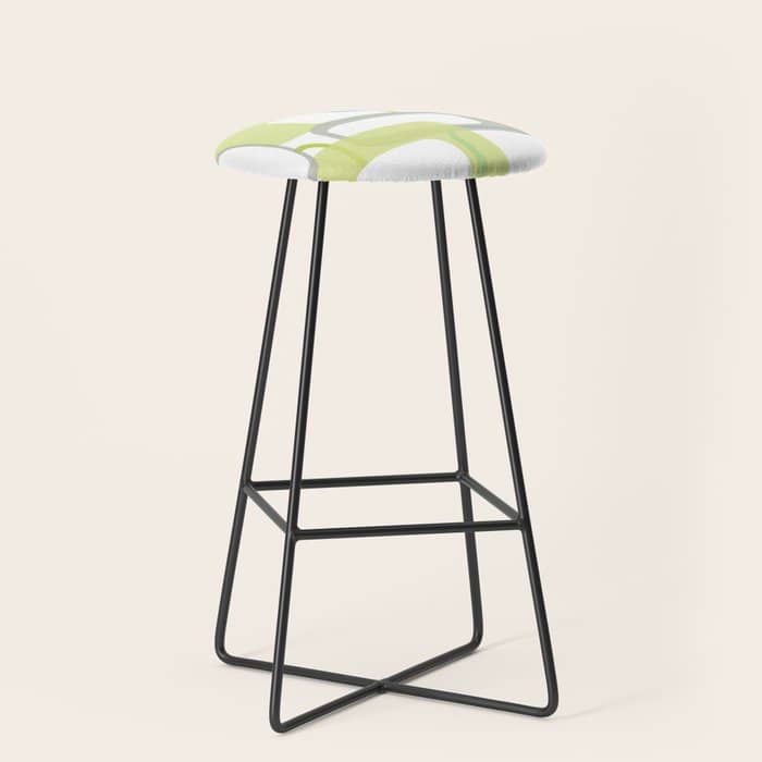 Mid-Century Modern Rectangle Design Blue Green And Gray Stool