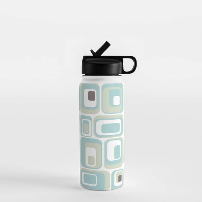 Retro Rectangles Mid Century Modern Geometric Vintage Style Water Bottle