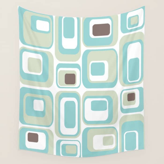 Retro Rectangles Mid Century Modern Geometric Vintage Style Wall Tapestry