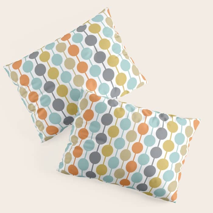 Retro Circles Mid Century Modern Background Pillow Sham