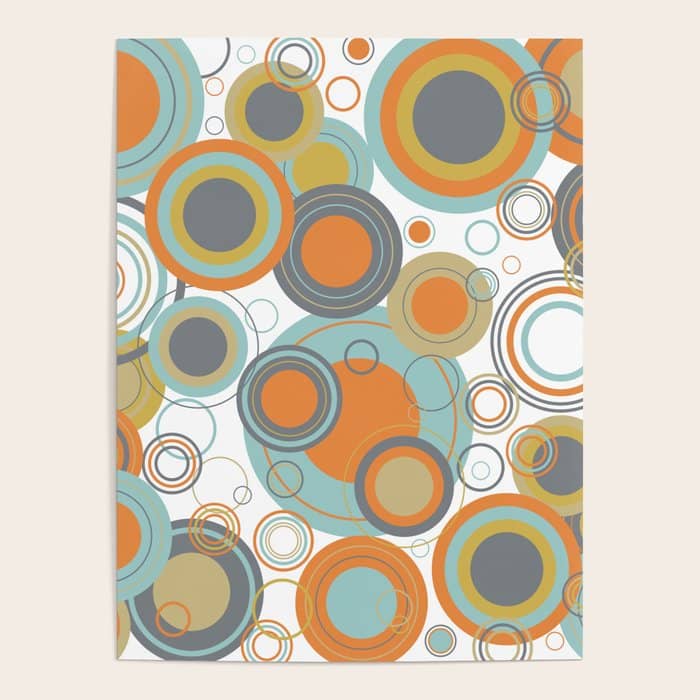 Retro Mid Century Modern Circles Geometric Bubbles Pattern Poster