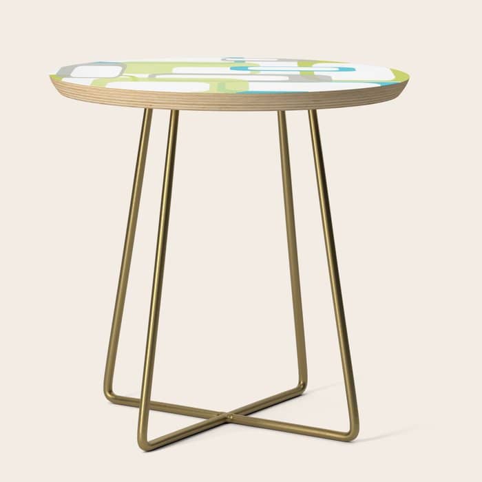Mid-Century Modern Rectangle Design Blue Green And Gray Side Table