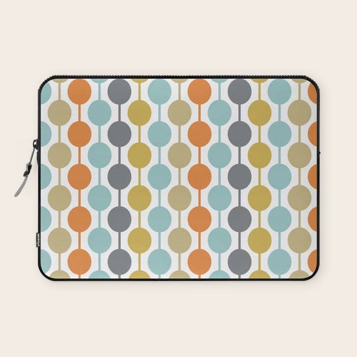 Retro Circles Mid Century Modern Background Laptop Sleeve