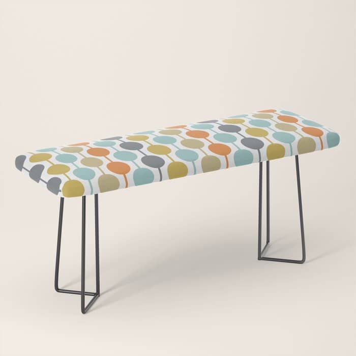 Retro Circles Mid Century Modern Background Bench