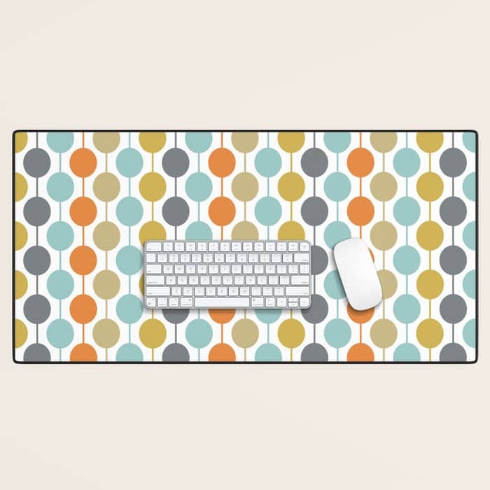 Retro Circles Mid Century Modern Background Desk Mat